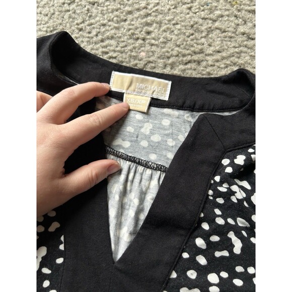 Michael Kors black & white geometric stretch tunic top,women’s XS - Picture 3 of 5
